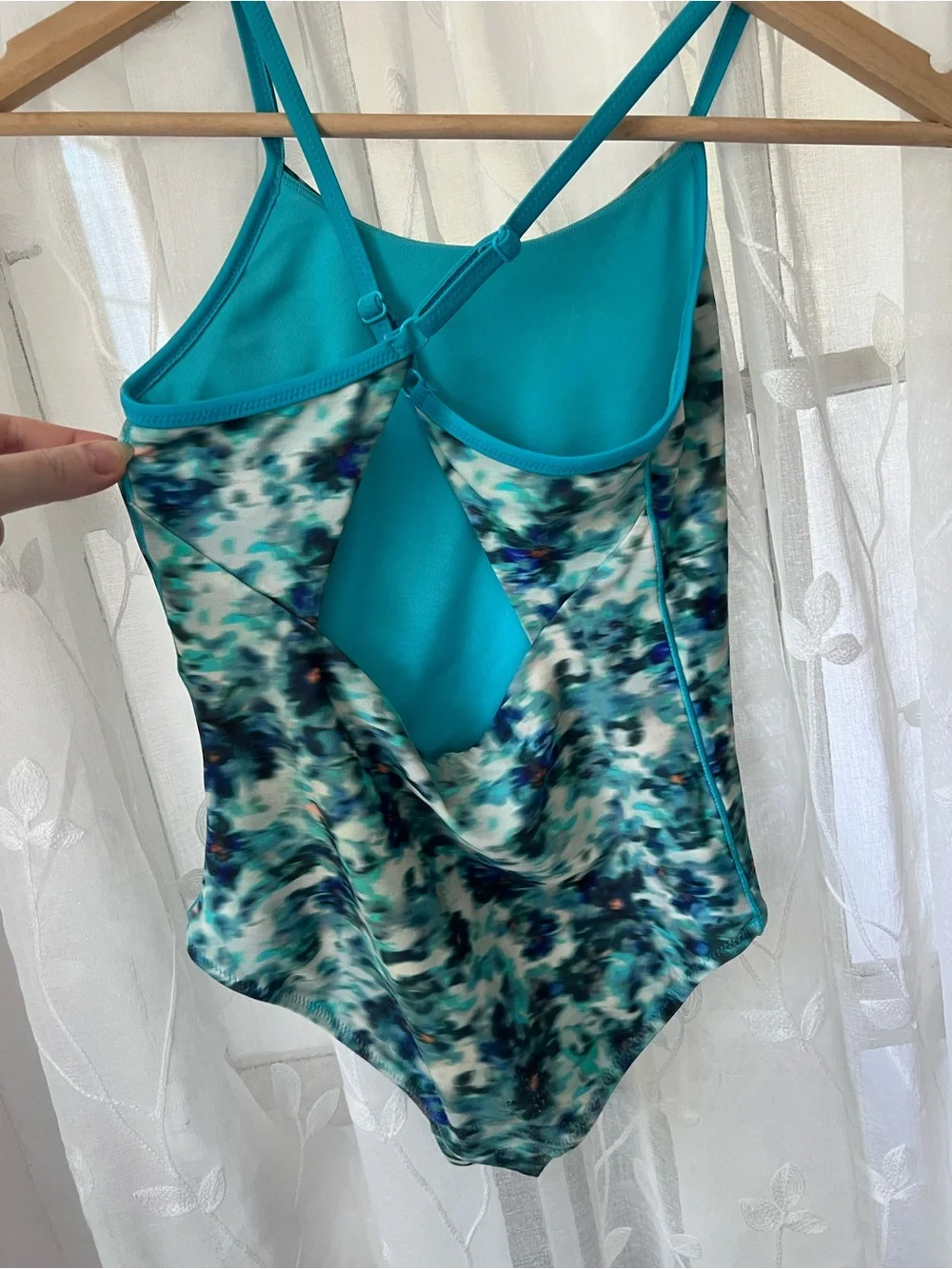 Athleta Teal Floral-Print Girls' One-Piece Swimsuit